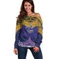 Personalized Melbourne Storm Off Shoulder Sweater Polynesian Tribal Pattern Style