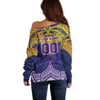 Personalized Melbourne Storm Off Shoulder Sweater Polynesian Tribal Pattern Style