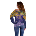 Personalized Melbourne Storm Off Shoulder Sweater Polynesian Tribal Pattern Style
