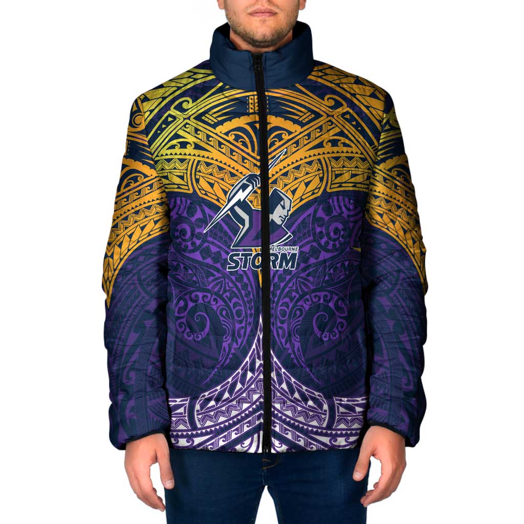 Personalized Melbourne Storm Padded Jacket Polynesian Tribal Pattern Style