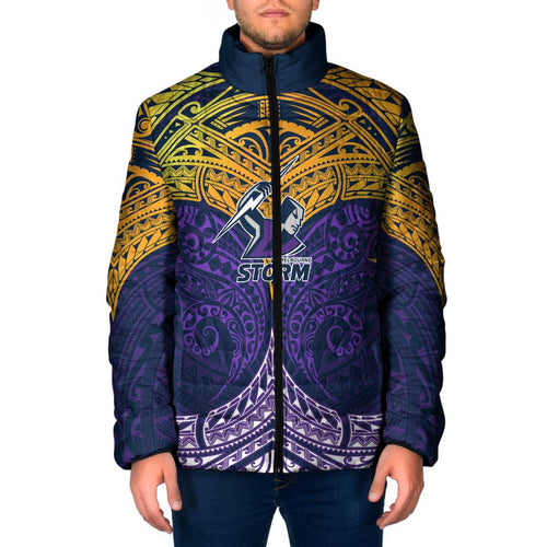 Personalized Melbourne Storm Padded Jacket Polynesian Tribal Pattern Style