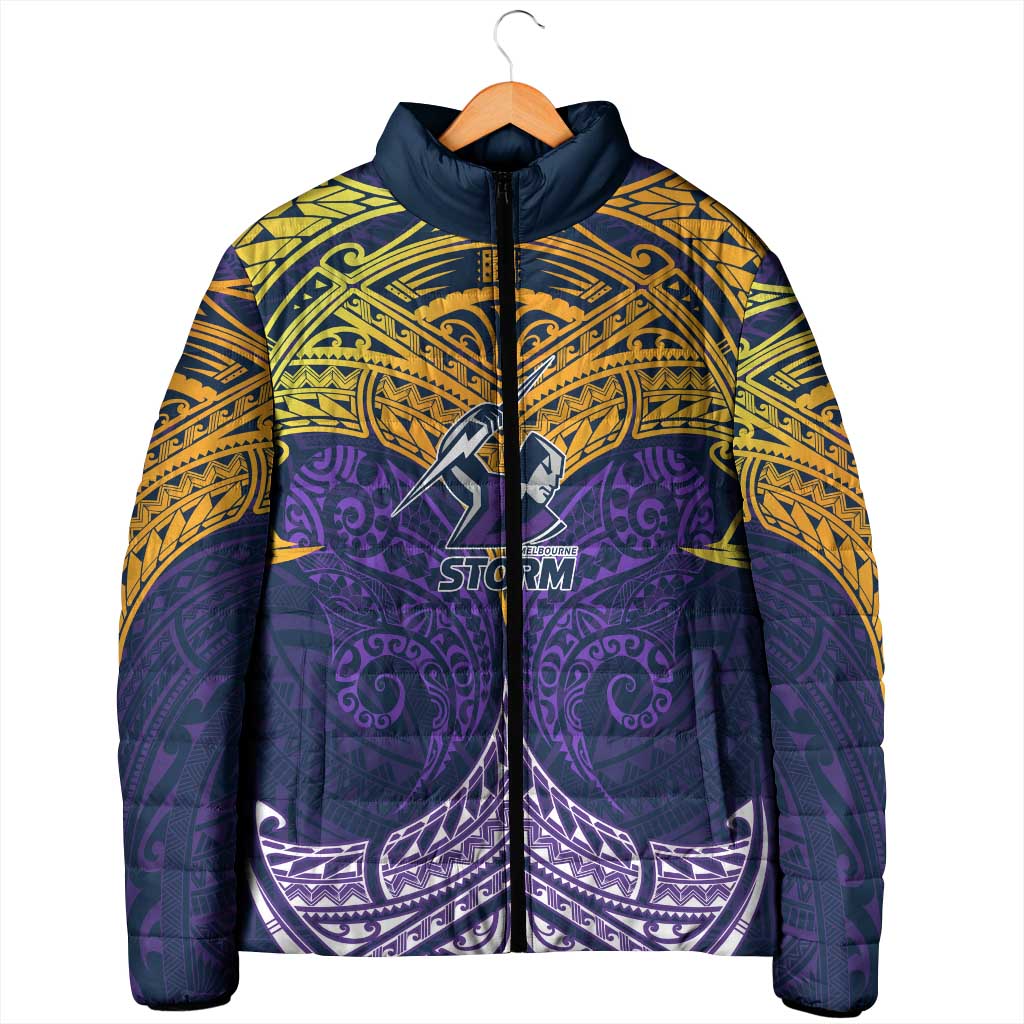 Personalized Melbourne Storm Padded Jacket Polynesian Tribal Pattern Style