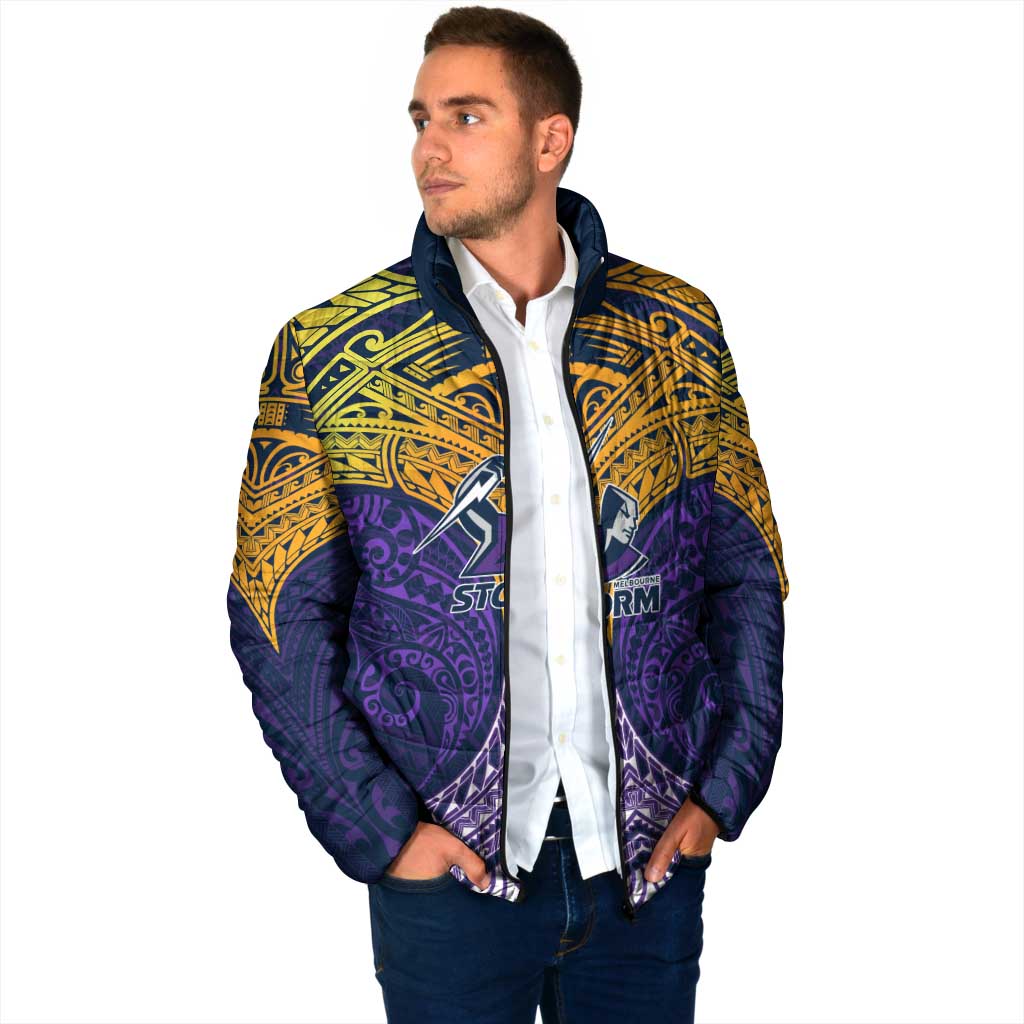 Personalized Melbourne Storm Padded Jacket Polynesian Tribal Pattern Style