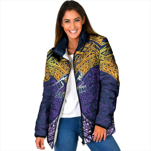 Personalized Melbourne Storm Padded Jacket Polynesian Tribal Pattern Style