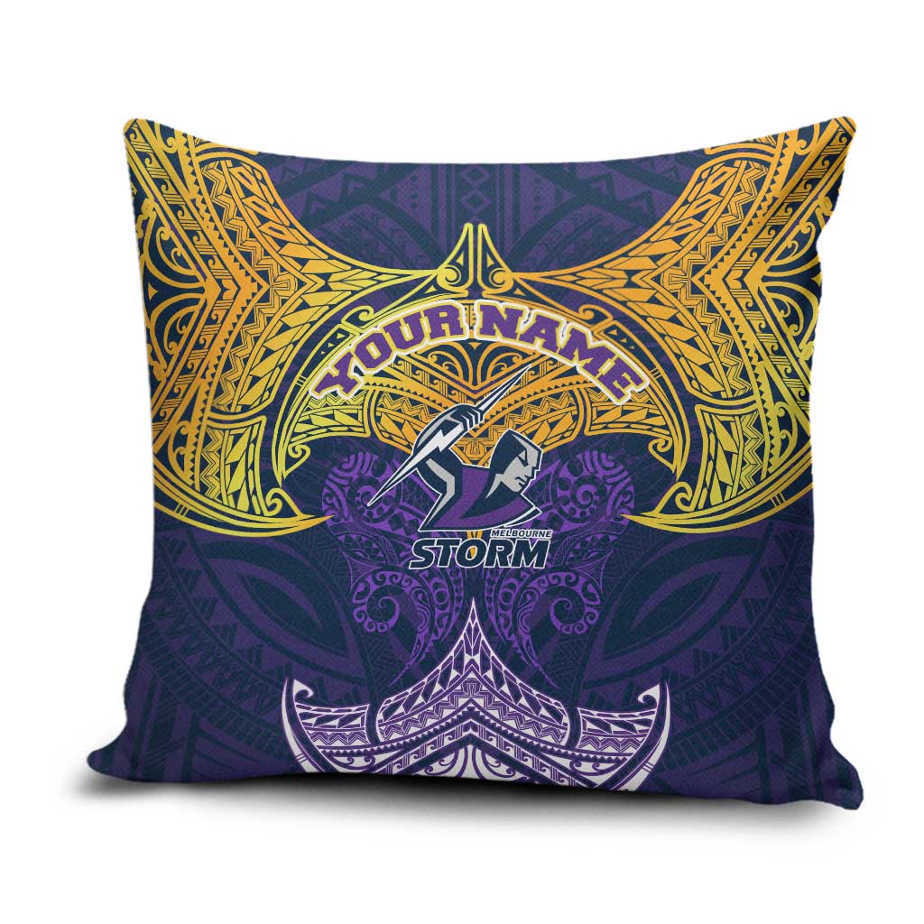 Personalized Melbourne Storm Pillow Cover Polynesian Tribal Pattern Style