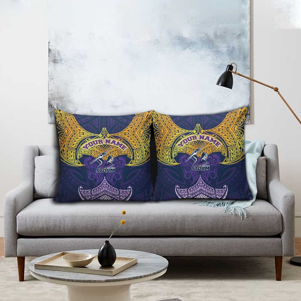 Personalized Melbourne Storm Pillow Cover Polynesian Tribal Pattern Style