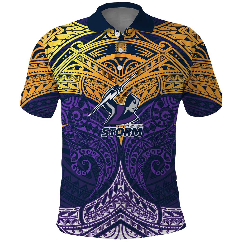 Personalized Melbourne Storm Polo Shirt Polynesian Tribal Pattern Style