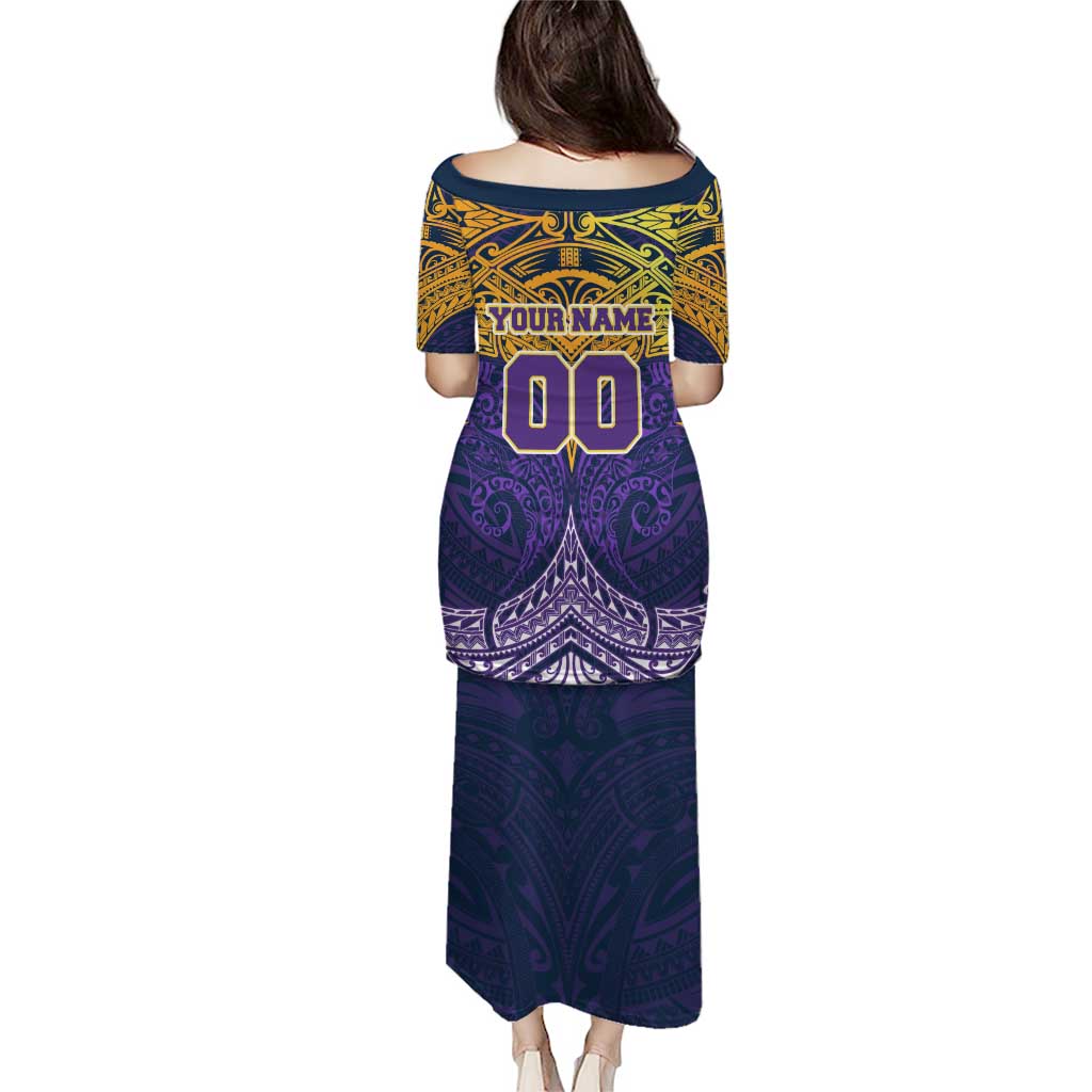 Personalized Melbourne Storm Puletasi Polynesian Tribal Pattern Style