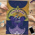Personalized Melbourne Storm Puzzle Polynesian Tribal Pattern Style