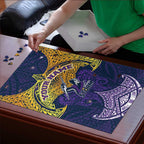 Personalized Melbourne Storm Puzzle Polynesian Tribal Pattern Style