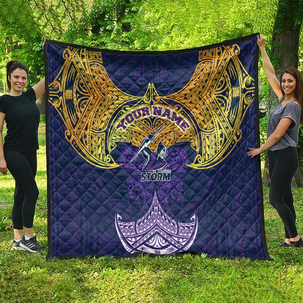Personalized Melbourne Storm Quilt Polynesian Tribal Pattern Style
