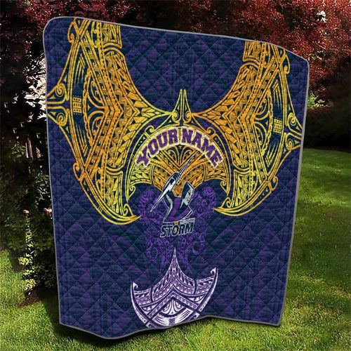 Personalized Melbourne Storm Quilt Polynesian Tribal Pattern Style