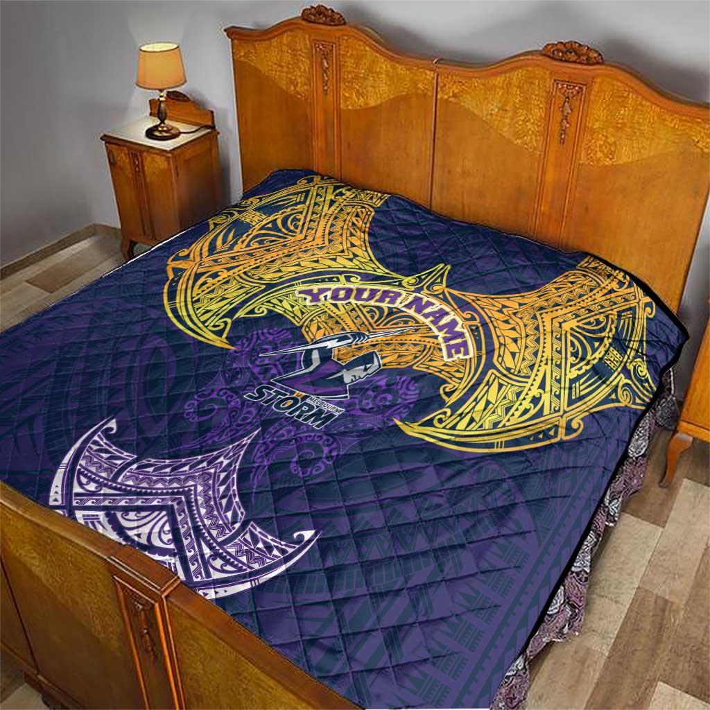 Personalized Melbourne Storm Quilt Polynesian Tribal Pattern Style