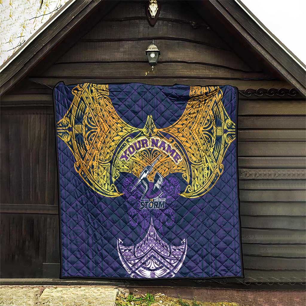 Personalized Melbourne Storm Quilt Polynesian Tribal Pattern Style