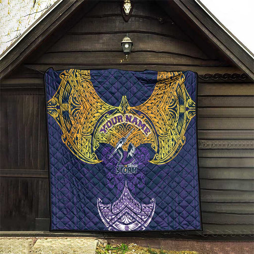 Personalized Melbourne Storm Quilt Polynesian Tribal Pattern Style