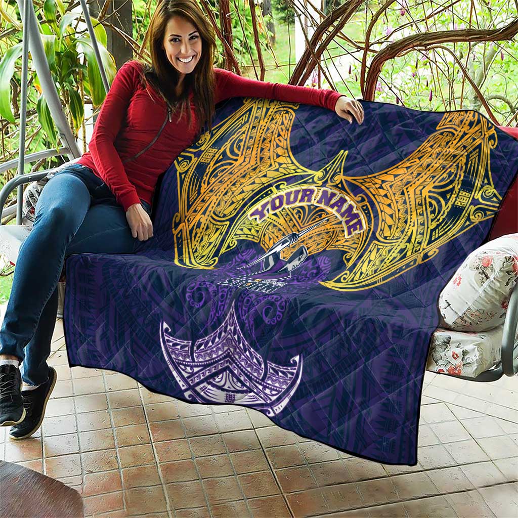 Personalized Melbourne Storm Quilt Polynesian Tribal Pattern Style