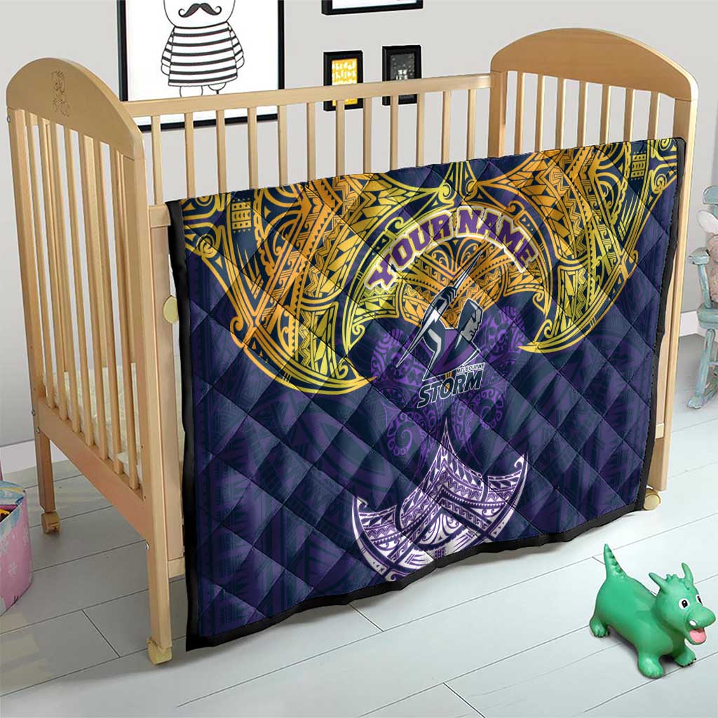 Personalized Melbourne Storm Quilt Polynesian Tribal Pattern Style
