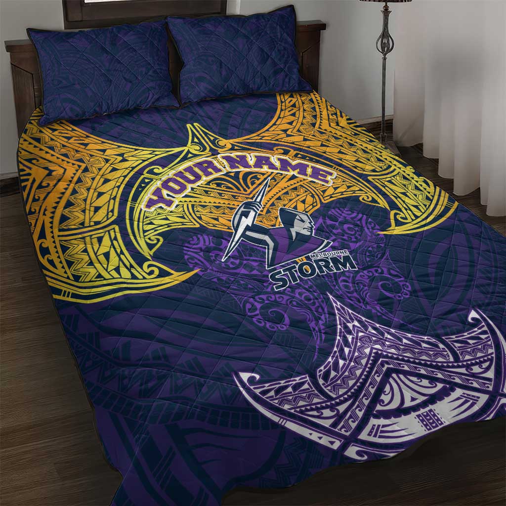 Personalized Melbourne Storm Quilt Bed Set Polynesian Tribal Pattern Style
