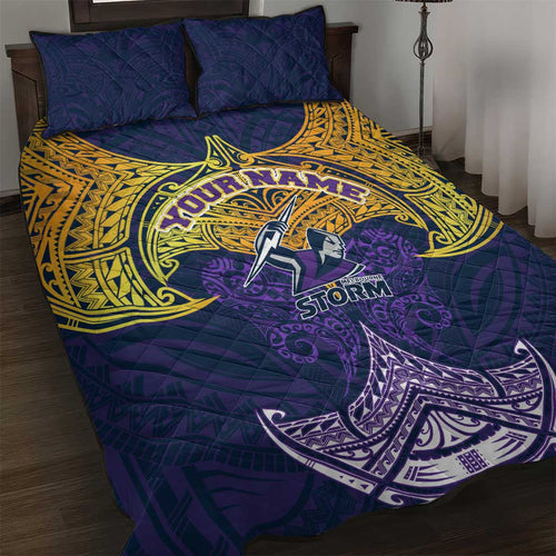 Personalized Melbourne Storm Quilt Bed Set Polynesian Tribal Pattern Style