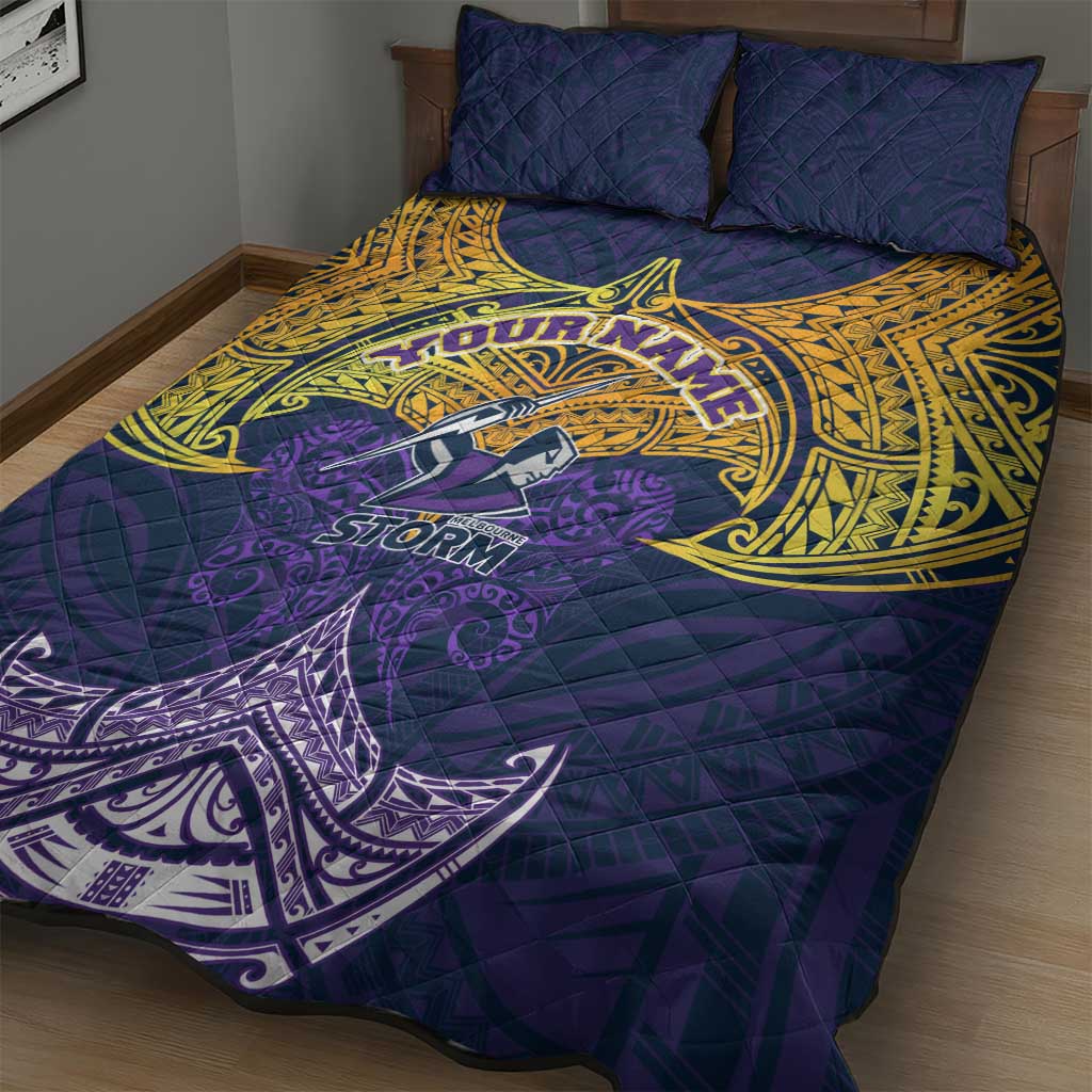 Personalized Melbourne Storm Quilt Bed Set Polynesian Tribal Pattern Style