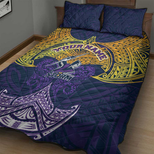 Personalized Melbourne Storm Quilt Bed Set Polynesian Tribal Pattern Style