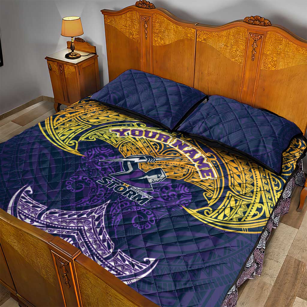 Personalized Melbourne Storm Quilt Bed Set Polynesian Tribal Pattern Style