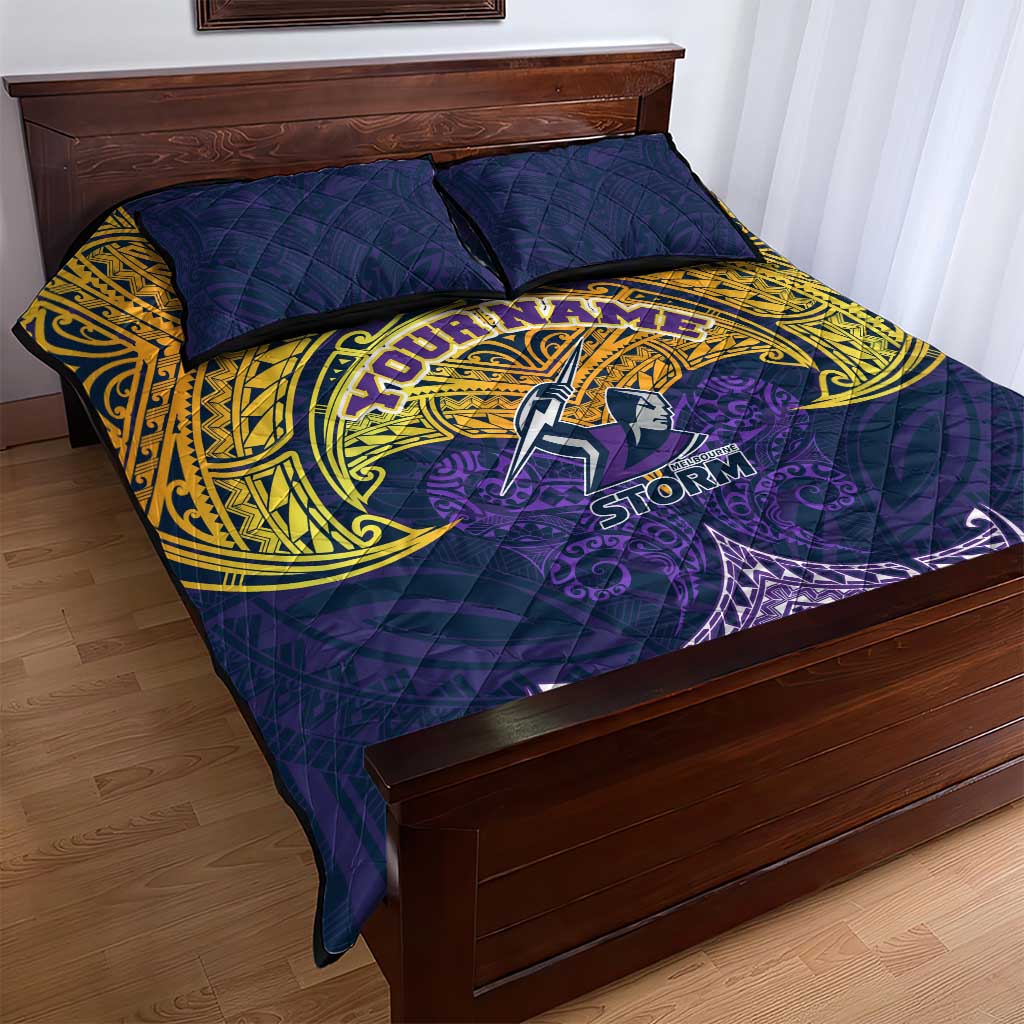 Personalized Melbourne Storm Quilt Bed Set Polynesian Tribal Pattern Style