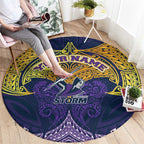Personalized Melbourne Storm Round Carpet Polynesian Tribal Pattern Style
