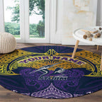 Personalized Melbourne Storm Round Carpet Polynesian Tribal Pattern Style