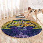 Personalized Melbourne Storm Round Carpet Polynesian Tribal Pattern Style