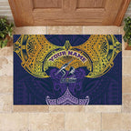 Personalized Melbourne Storm Rubber Doormat Polynesian Tribal Pattern Style