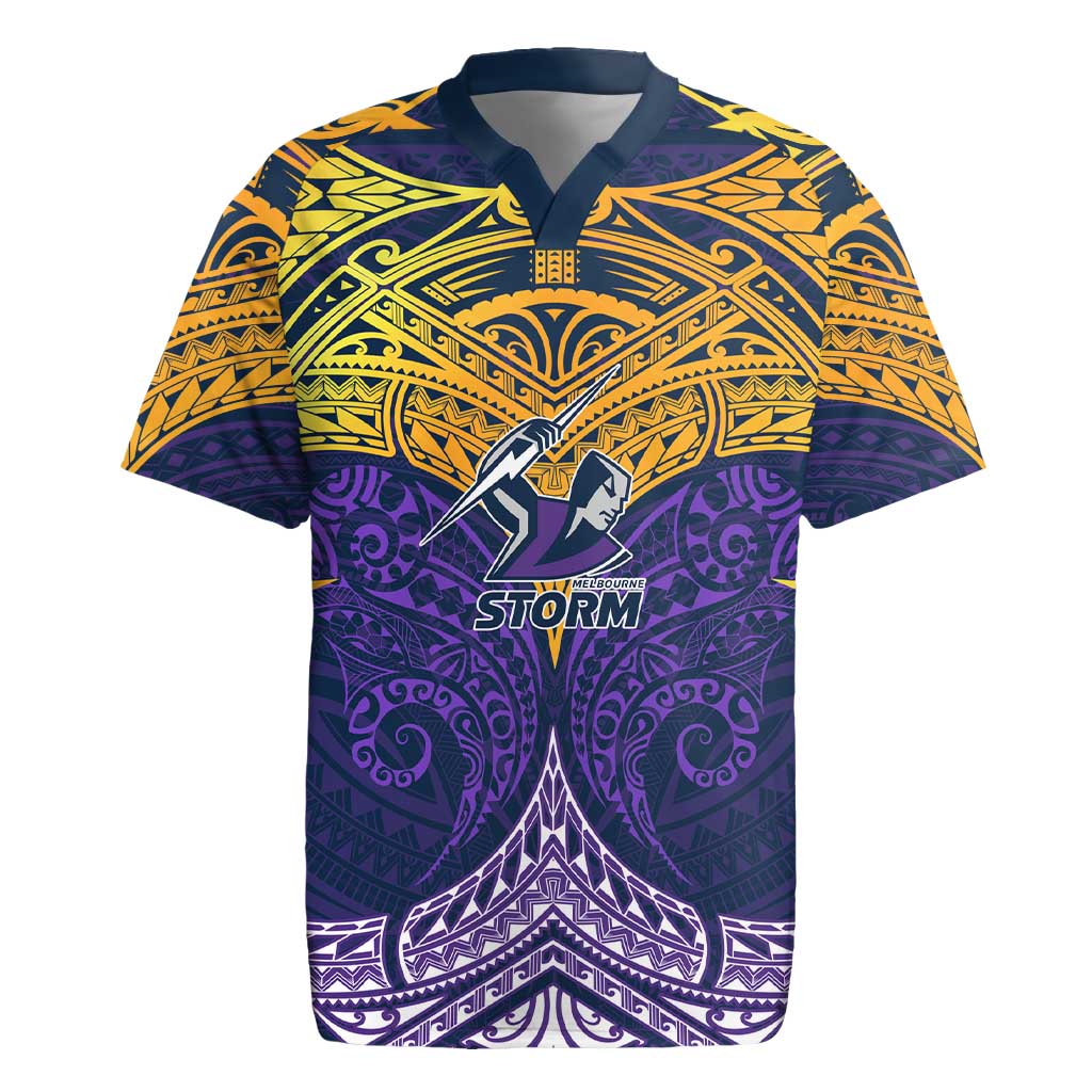 Personalized Melbourne Storm Rugby Jersey Polynesian Tribal Pattern Style