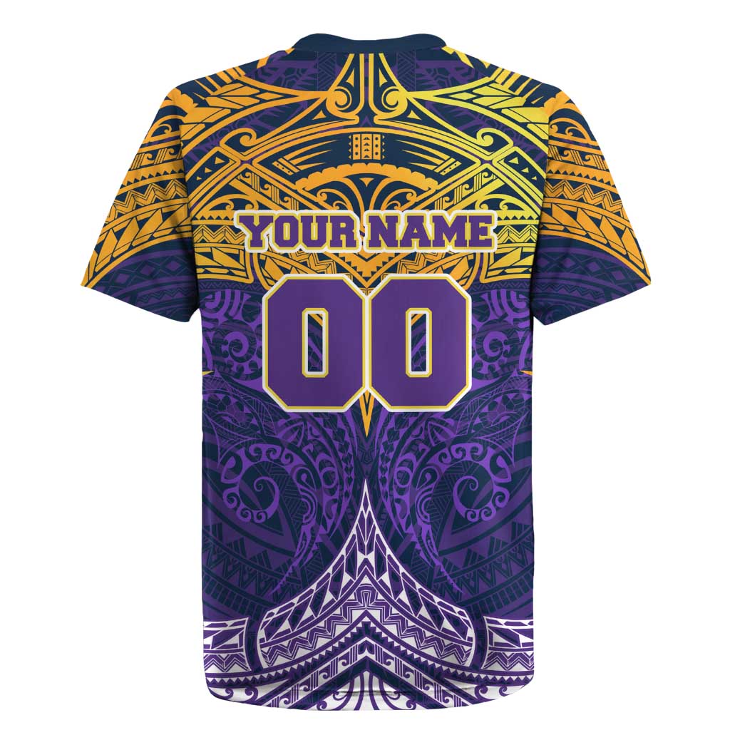 Personalized Melbourne Storm Rugby Jersey Polynesian Tribal Pattern Style