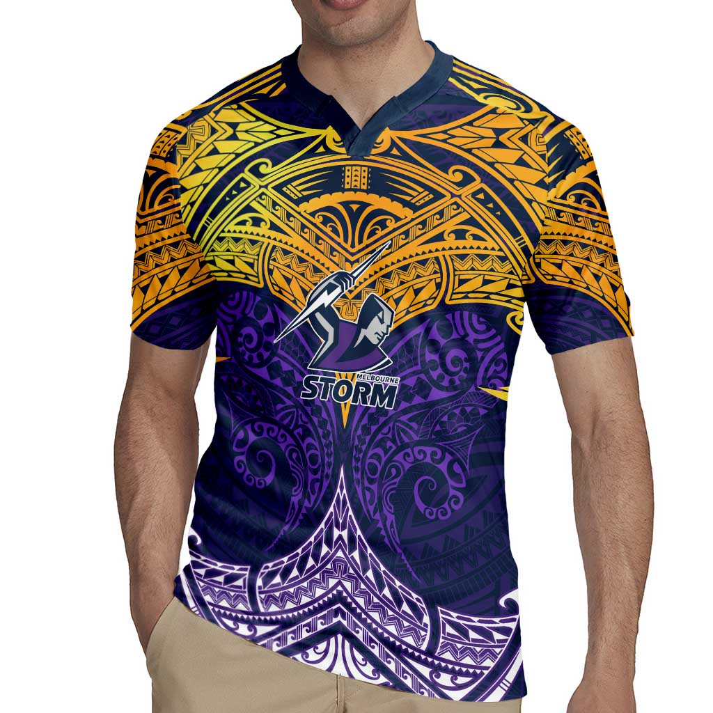 Personalized Melbourne Storm Rugby Jersey Polynesian Tribal Pattern Style