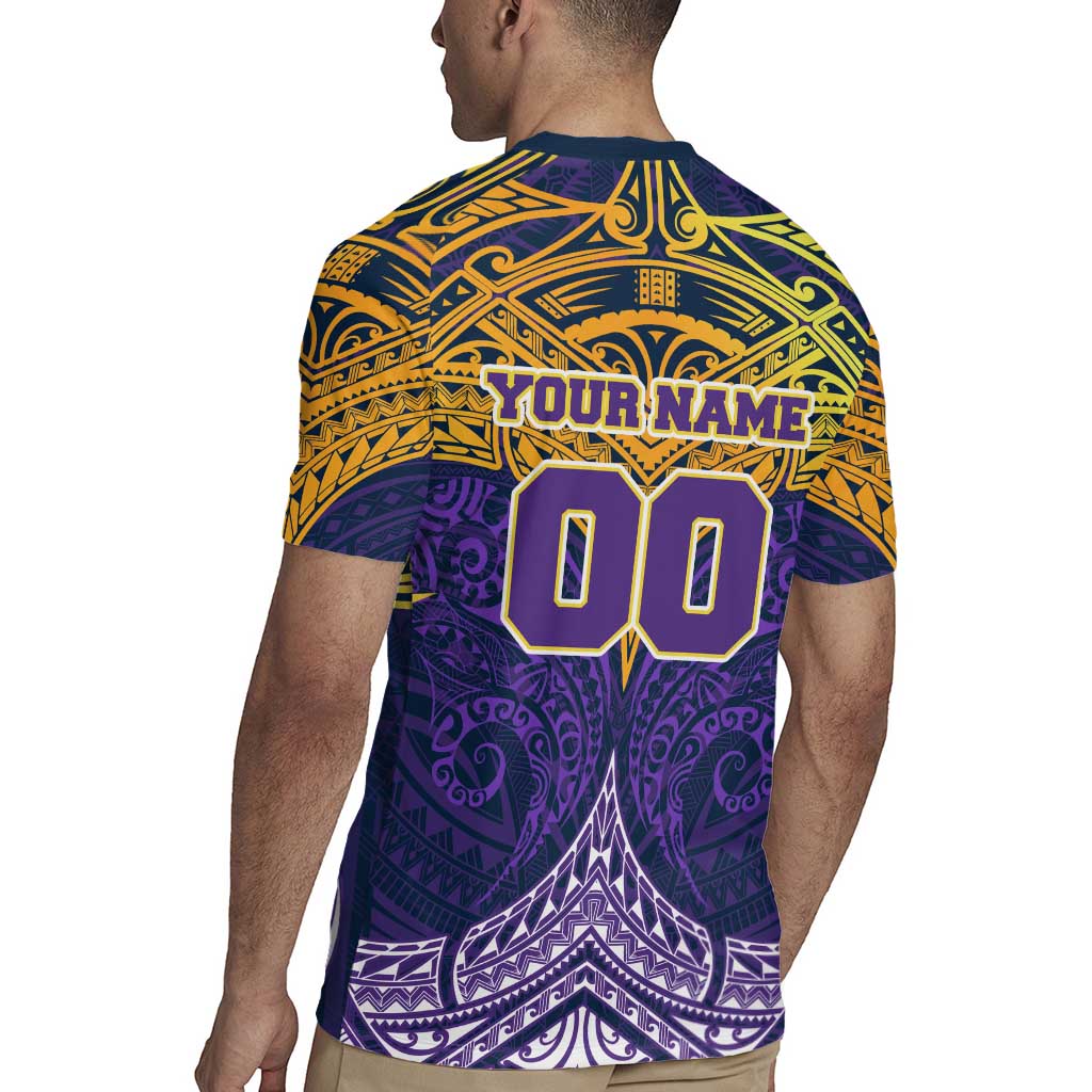 Personalized Melbourne Storm Rugby Jersey Polynesian Tribal Pattern Style