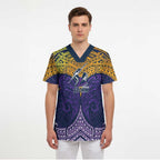 Personalized Melbourne Storm Scrub Top Polynesian Tribal Pattern Style