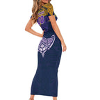 Personalized Melbourne Storm Short Sleeve Bodycon Dress Polynesian Tribal Pattern Style