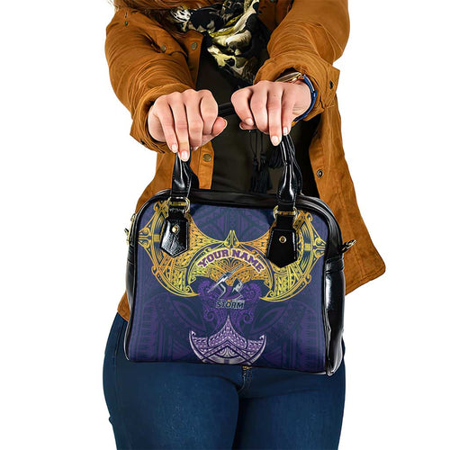 Personalized Melbourne Storm Shoulder Handbag Polynesian Tribal Pattern Style