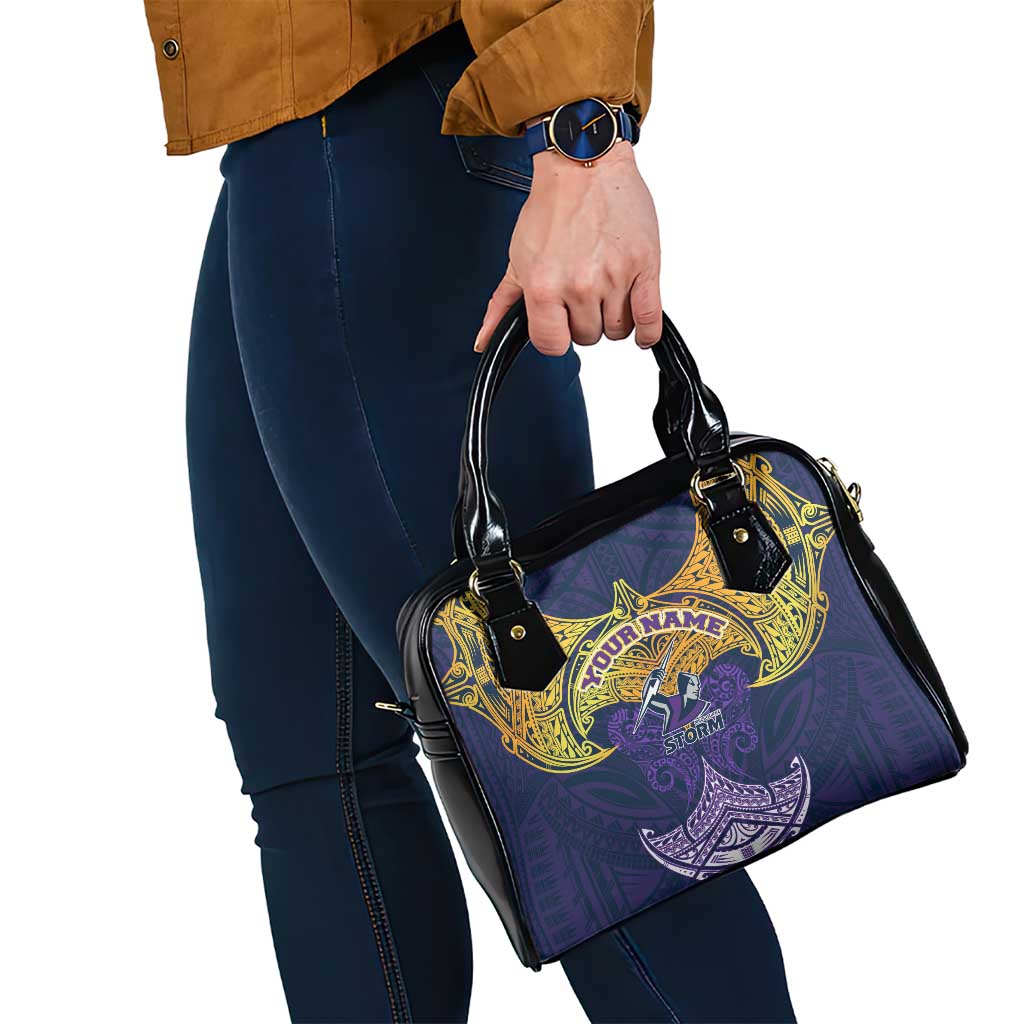 Personalized Melbourne Storm Shoulder Handbag Polynesian Tribal Pattern Style