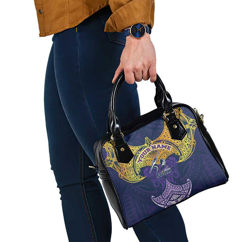 Personalized Melbourne Storm Shoulder Handbag Polynesian Tribal Pattern Style