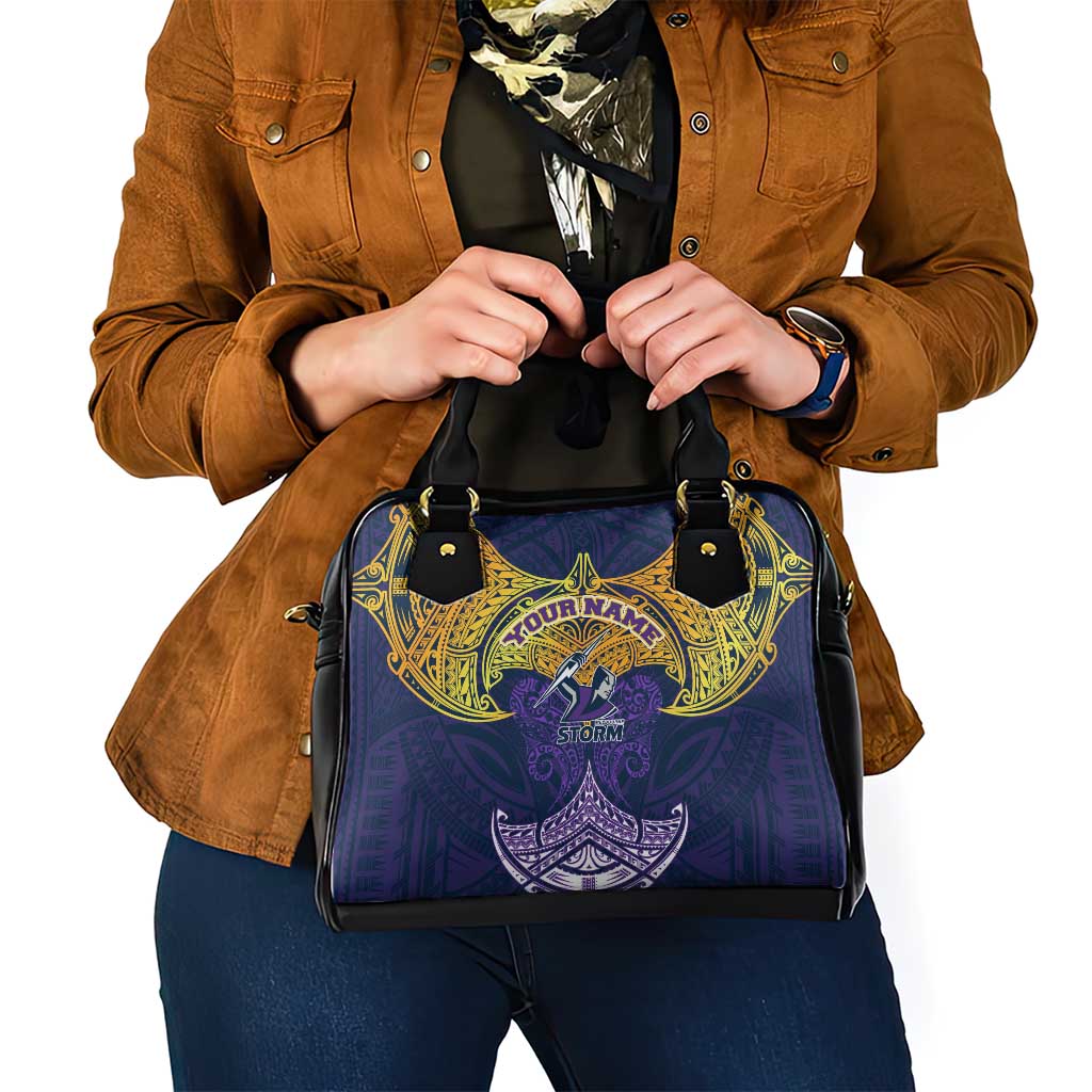 Personalized Melbourne Storm Shoulder Handbag Polynesian Tribal Pattern Style