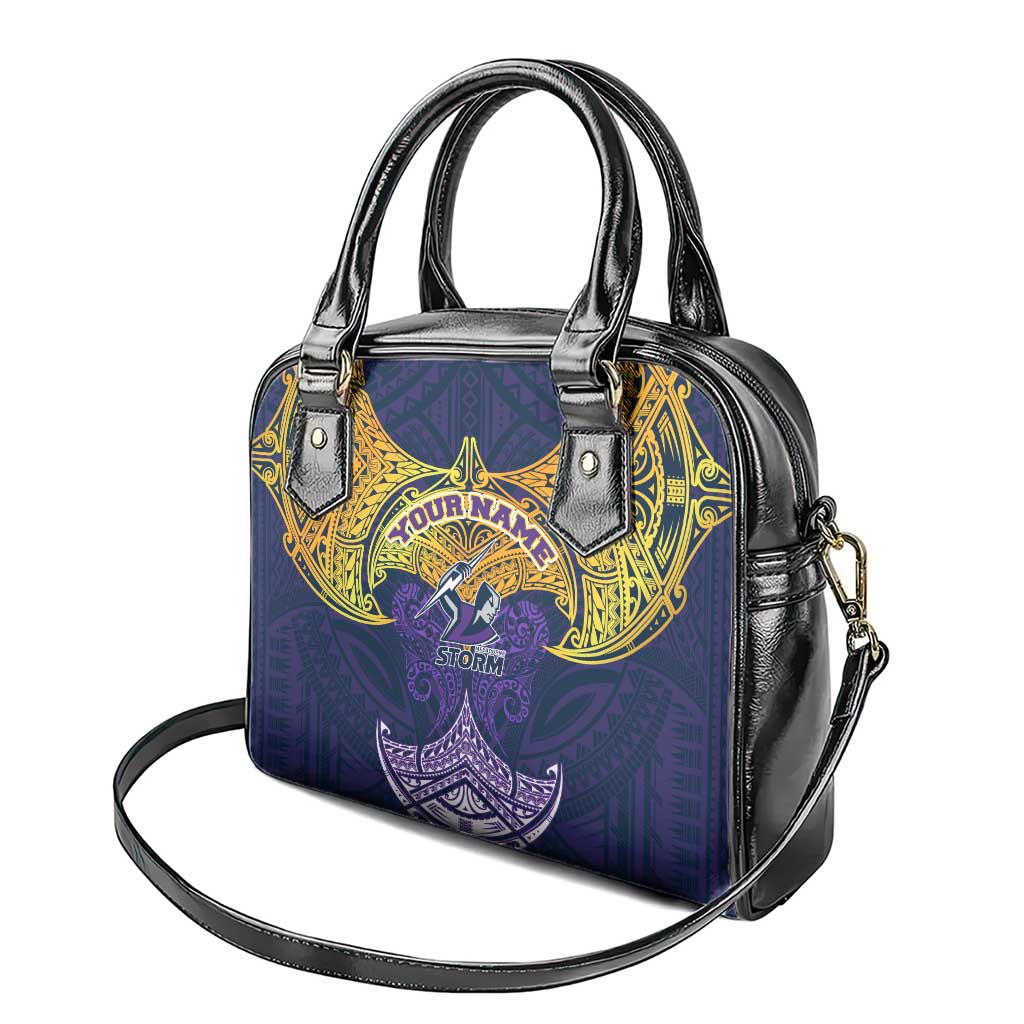 Personalized Melbourne Storm Shoulder Handbag Polynesian Tribal Pattern Style