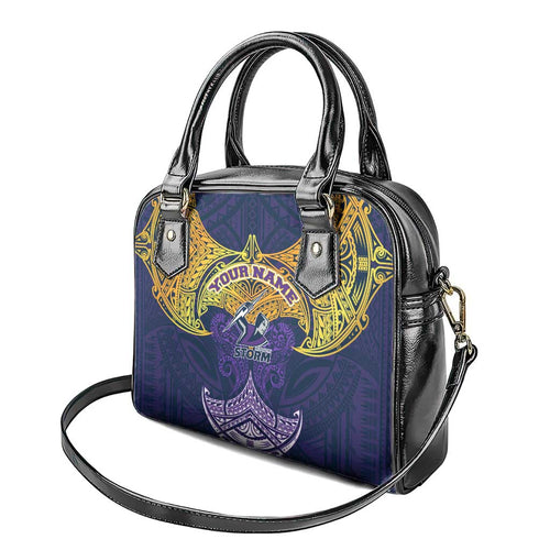 Personalized Melbourne Storm Shoulder Handbag Polynesian Tribal Pattern Style