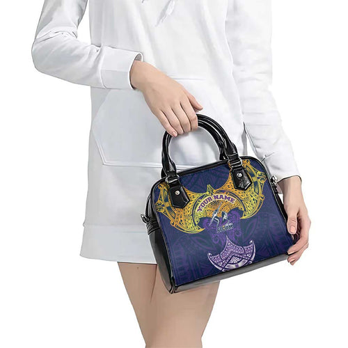 Personalized Melbourne Storm Shoulder Handbag Polynesian Tribal Pattern Style