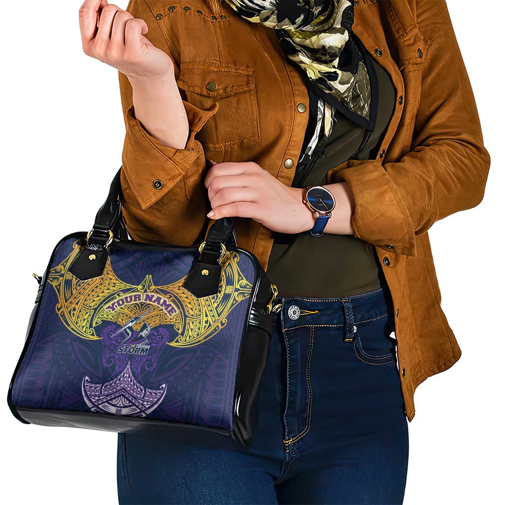 Personalized Melbourne Storm Shoulder Handbag Polynesian Tribal Pattern Style