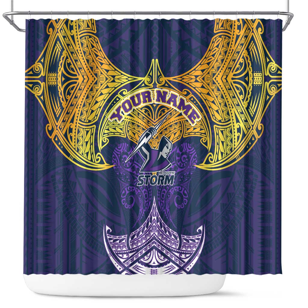 Personalized Melbourne Storm Shower Curtain Polynesian Tribal Pattern Style