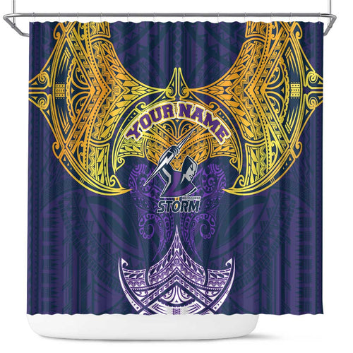 Personalized Melbourne Storm Shower Curtain Polynesian Tribal Pattern Style