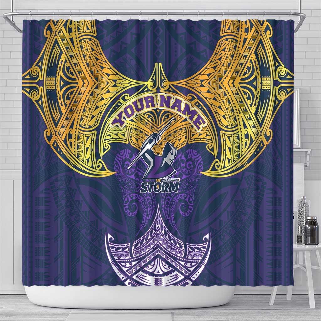 Personalized Melbourne Storm Shower Curtain Polynesian Tribal Pattern Style