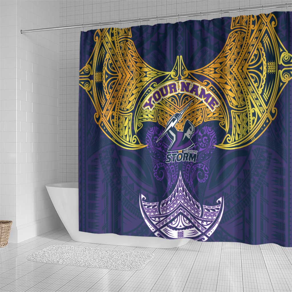 Personalized Melbourne Storm Shower Curtain Polynesian Tribal Pattern Style