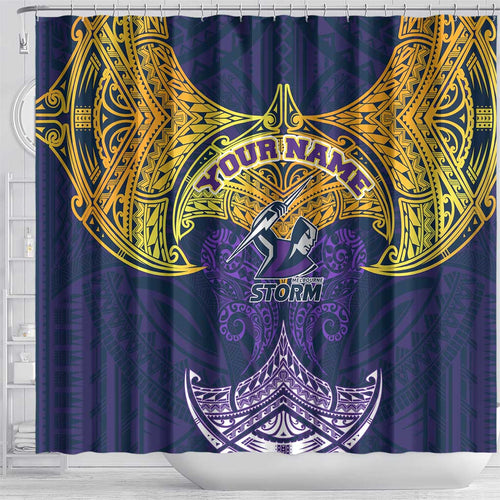 Personalized Melbourne Storm Shower Curtain Polynesian Tribal Pattern Style